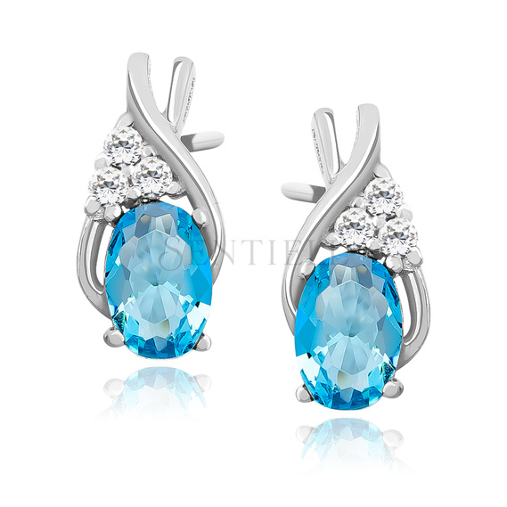 Silver, delicate earrings (925) with aquamarine zirconia