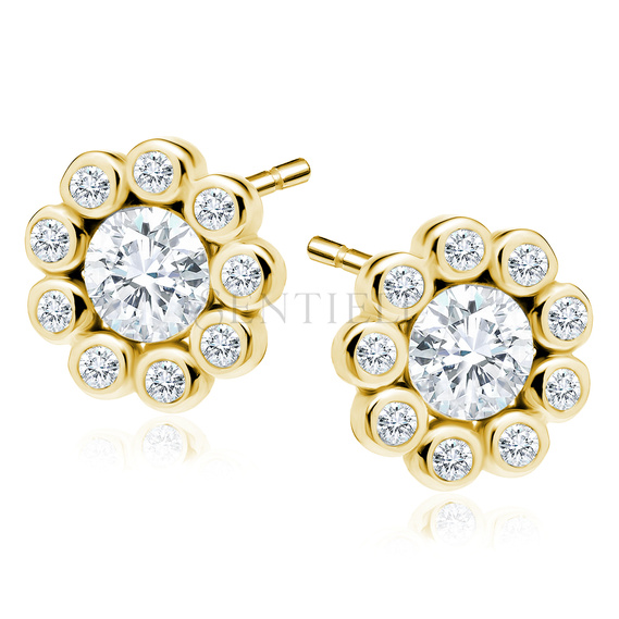 Silver (925) gold-plated earrings with white zirconia