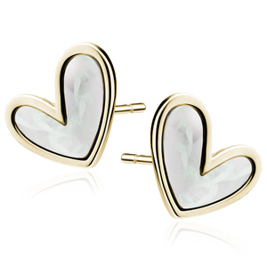 Silver (925) gold-plated earrings with Nacre - heart
