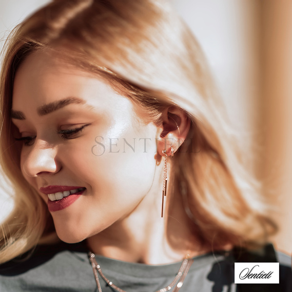 Silver (925) hanging earrings -rose gold -plated sticks