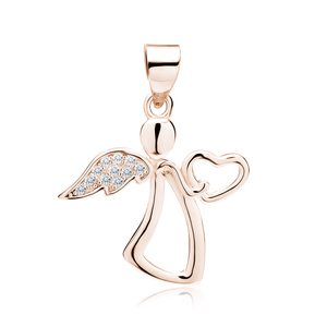 Silver (925) rose gold-plated pendant with zirconia - angel