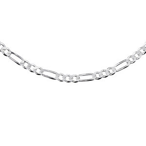 Silver (925) diamond-cut chain - figaro extra flat Ø 120 rhodium-plated