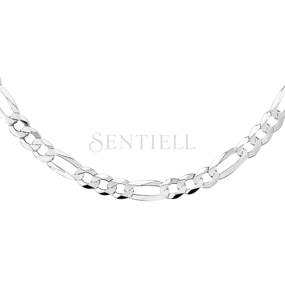 Silver (925) diamond-cut chain - figaro extra flat Ø 200 rhodium-plated