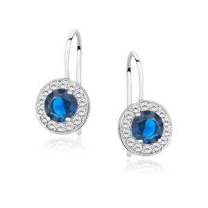 Silver (925) Earrings sapphire colored zirconia