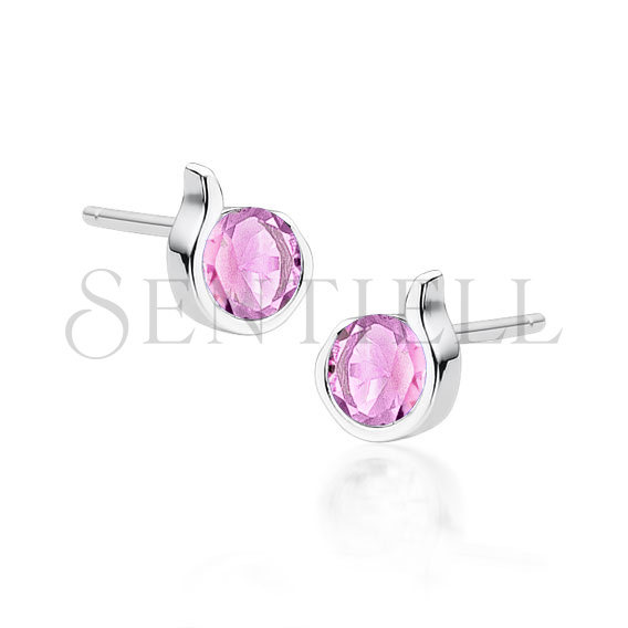 Silver (925) earrings with pink zirconia