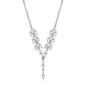 Silver (925) stylish, bridal necklace with zirconia.