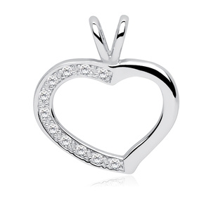 Silver (925) pendant white zirconia - heart rounded