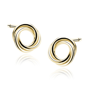 Silver (925) gold-plated earrings - intertwined circles