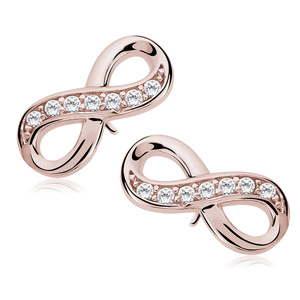 Silver (925) Earrings white zirconia - infinity rose gold-plated