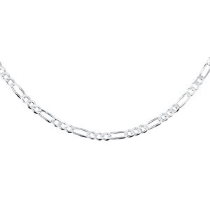 Silver (925) diamond-cut chain - figaro extra flat Ø 120 rhodium-plated