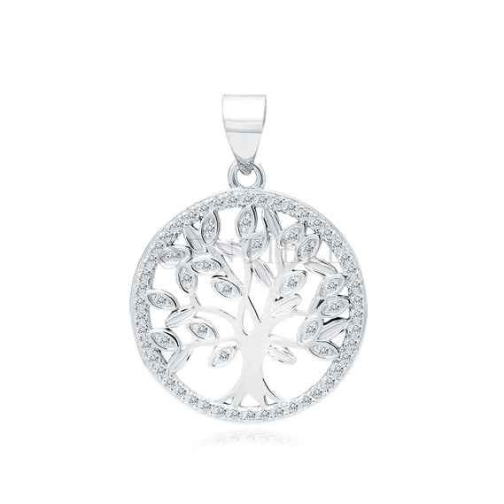 Silver (925) pendant with white zirconias - Lucky Tree