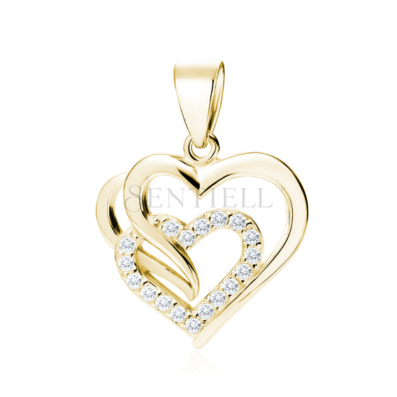 Silver (925) gold-plated triple heart pendant with white zirconia