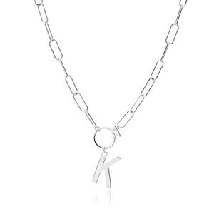 Silver (925) necklace - letter K with circle