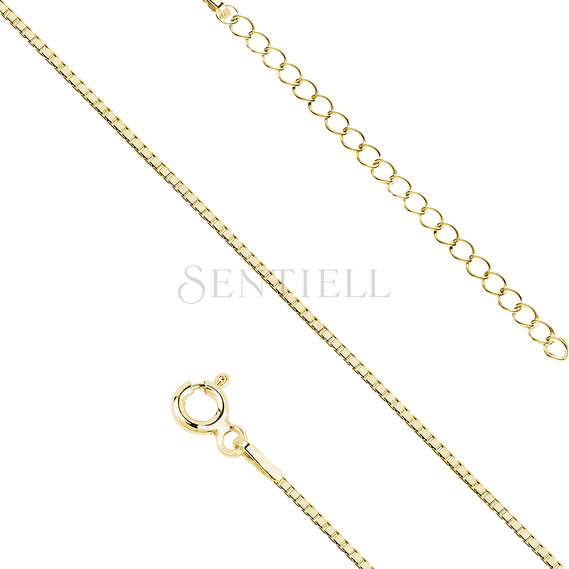 Silver (925) Venetian box anklet bracelet, diamond-cut - gold plated