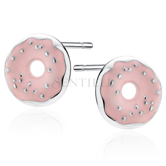 Silver (925) enameled earrings - donuts