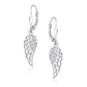 Silver (925) Earrings - wings with white zirconia