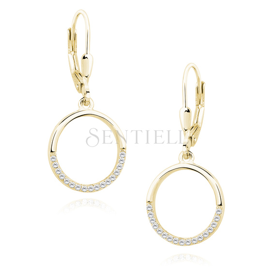 Silver (925) Earrings - cirlce with white zirconia