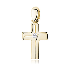 Silver (925) elegant gold-plated pendant cross with zirconia