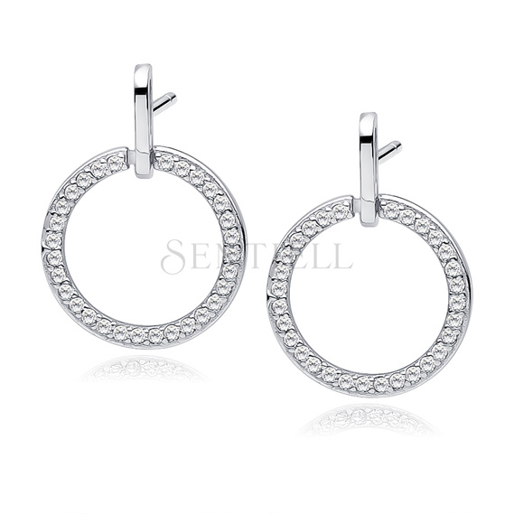 Silver (925) elegant circle earrings with zirconia