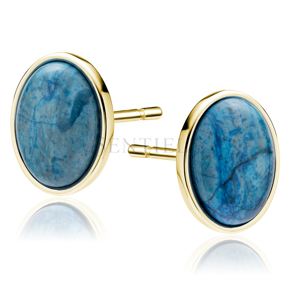 Silver (925) gold-plated earings with blue agate