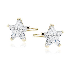Silver (925) gold-plated earrings white zirconia 4 x 4mm stars