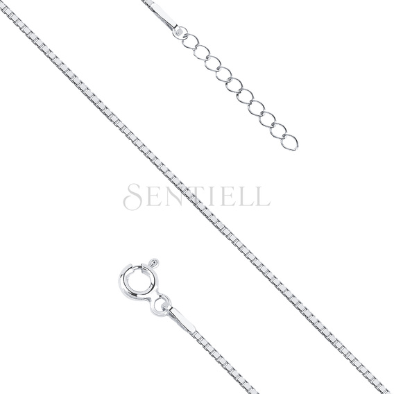 Pulsera veneciana de caja en plata de ley 925 facetada tipo diamante - con baño de rodio