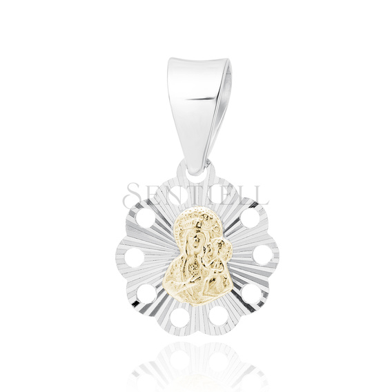 Colgante de plata de ley 925 chapado en oro Virgen María / Virgen Negra