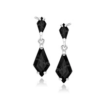 Silver (925) stylish earrings with black zirconias