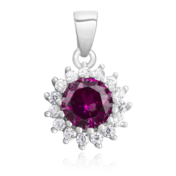 Silver (925) pendant with elegant round ruby zirconia