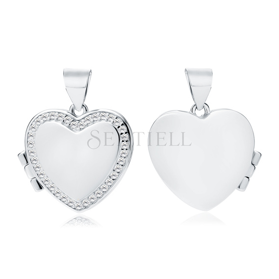 Silver (925) polished pendant - heart shaped locket