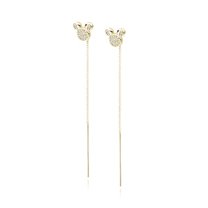 Silver (925) gold-plated earrings mouse with white zirconias