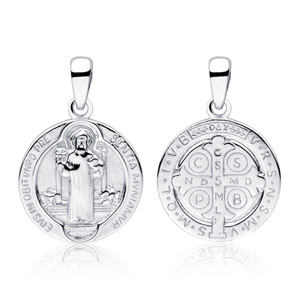 Plata de ley 925 colgante rodiado San Benito