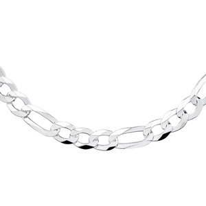 Cadena de plata de ley 925 diamond-cut - figaro extra plana Ø 300