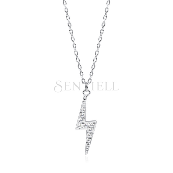 Silver (925) necklace - lightning with zirconias