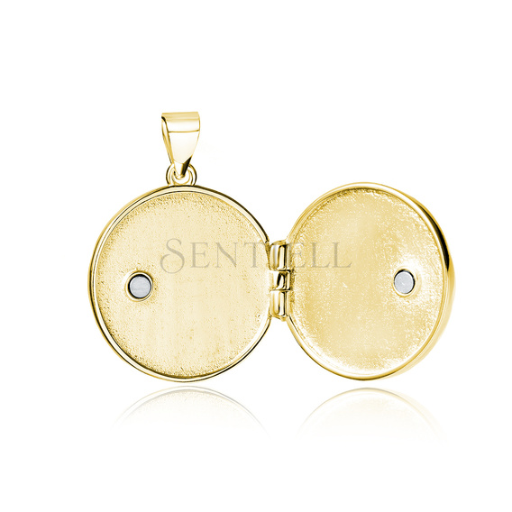 Colgante de plata de ley 925 pulido chapado en oro - relicario con concha marina