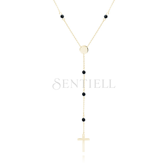 Silver (925) gold-plated necklace with black spinels and cross