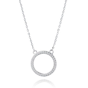 Silver (925) necklace - circle with white zirconias