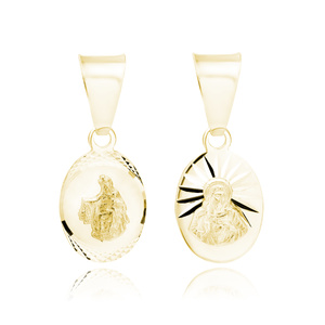 Colgante de Plata de ley 925 chapado en oro Jesús Cristo / Escapulario María