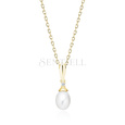 Silver (925) necklace with pearl and white zirconia