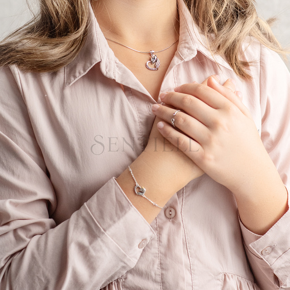 Pulsera de plata de ley 925 - unicornio con circonitas de varios colores y ojo de zafiro