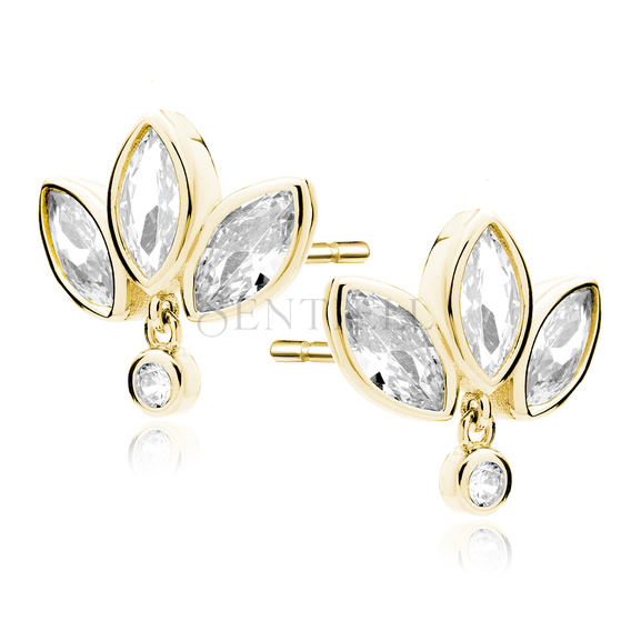 Silver (925) gold-plated earrings with white zirconias