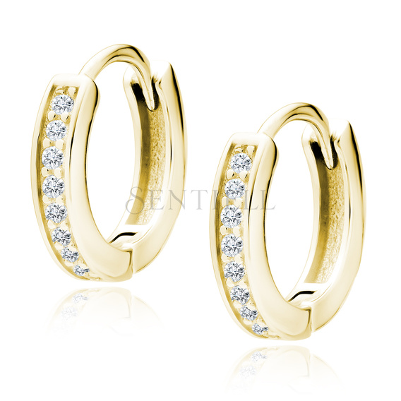 Silver (925) gold-plated earrings hoop with zirconias