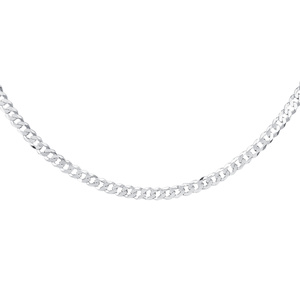 Silver (925) diamond-cut chain - curb extra flat Ø 120 rhodium-plated