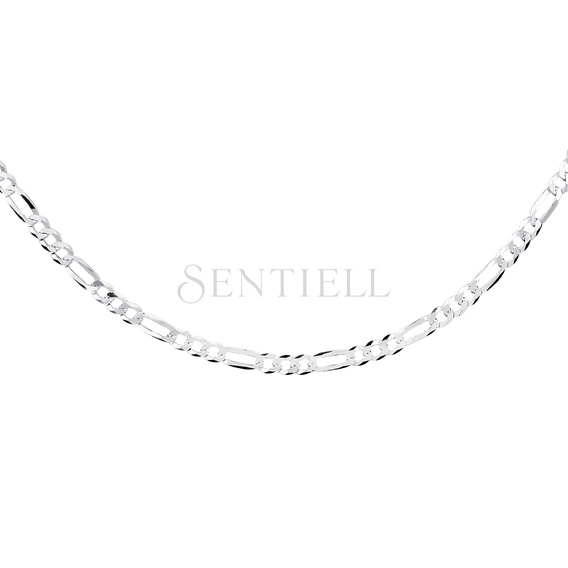 Silver (925) diamond-cut chain - figaro extra flat Ø 100 rhodium-plated