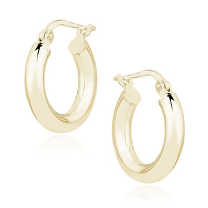 Silver (925) earrings hoops - highly polished, gold-plated