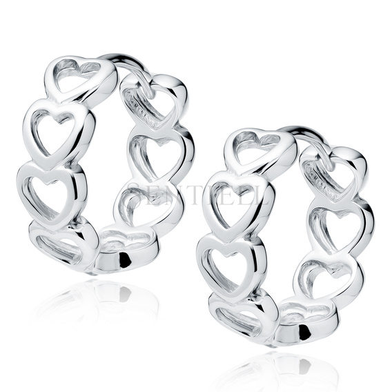 Pendientes de aro corazones Plata de ley 925