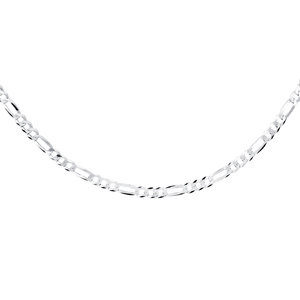 Silver (925) diamond-cut chain - figaro extra flat Ø 100 rhodium-plated