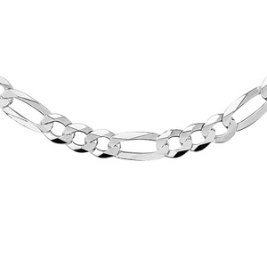 Silver (925) diamond-cut chain - figaro extra flat Ø 200 rhodium-plated