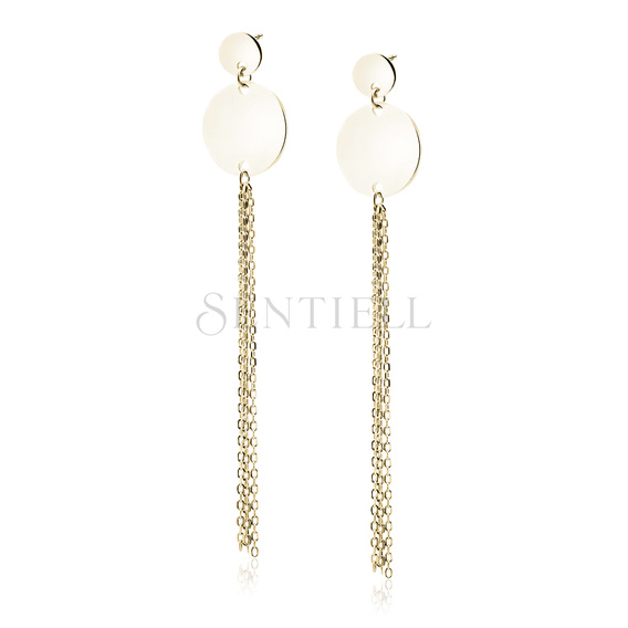 Silver (925) gold-plated earrings - circles with chains