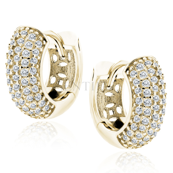 Silver (925) gold-plated earrings hoop with zirconias